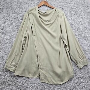 Soft‎ Surroundings Womens Draped Button Front Tunic Top Size 1X Khaki Lagenlook